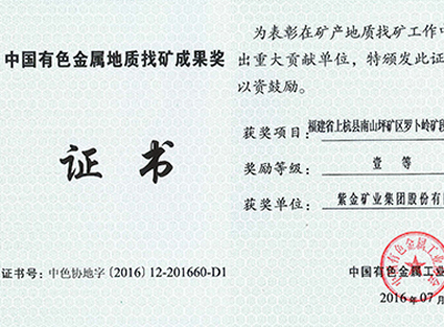 金年会官方网站入口罗卜岭找矿项目获中国有色金属地质找矿成果一等奖